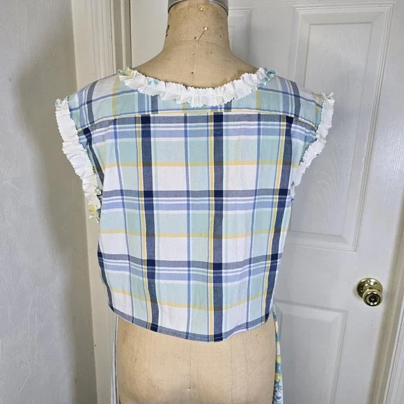 2pc vintage tablecloth linen lace butterfly upcycled pants and top S-M - Picture 5 of 10